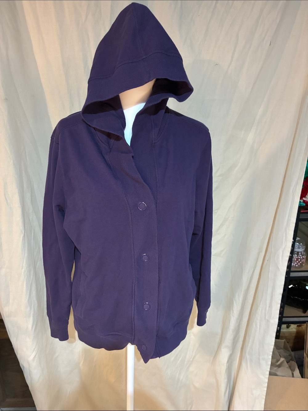 White Stag Purple Hooded Button-Front Sweatshirt